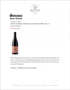Gehricke Petite Sirah, Sonoma Index-Tribune