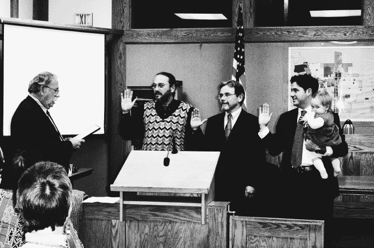 August (and Gabriella Sebastiani) being sworn into Sonoma City Council. Allison Sebastiani